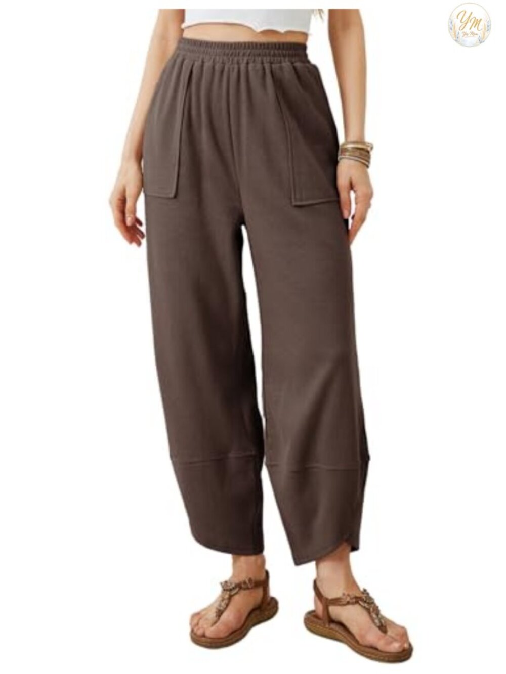 Xiaoxuemeng Baggy Wide Leg Pants Casual Elastic Waisted Harem Pants High Rise